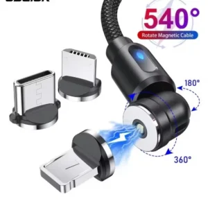 3 in 1 Magnetic USB Cable 3A FAST Charging Charger Sync Phone Type-C Micro & iOS