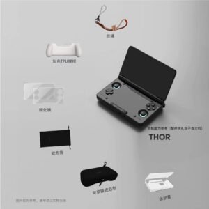 Ayn Thor New Dual-Screen Flip Game Console Handheld Accessories Grip Protective Cover Cosmetics Bag Lanyard Soft Cloth Bag
