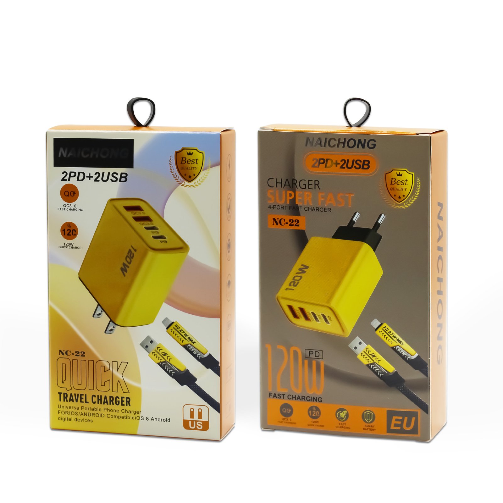 Suitable For Apple Mobile Phone Cross-Border 120W Four-Port Charger Multi-Port Pd Us/Eu/Uk Charging Head Set
